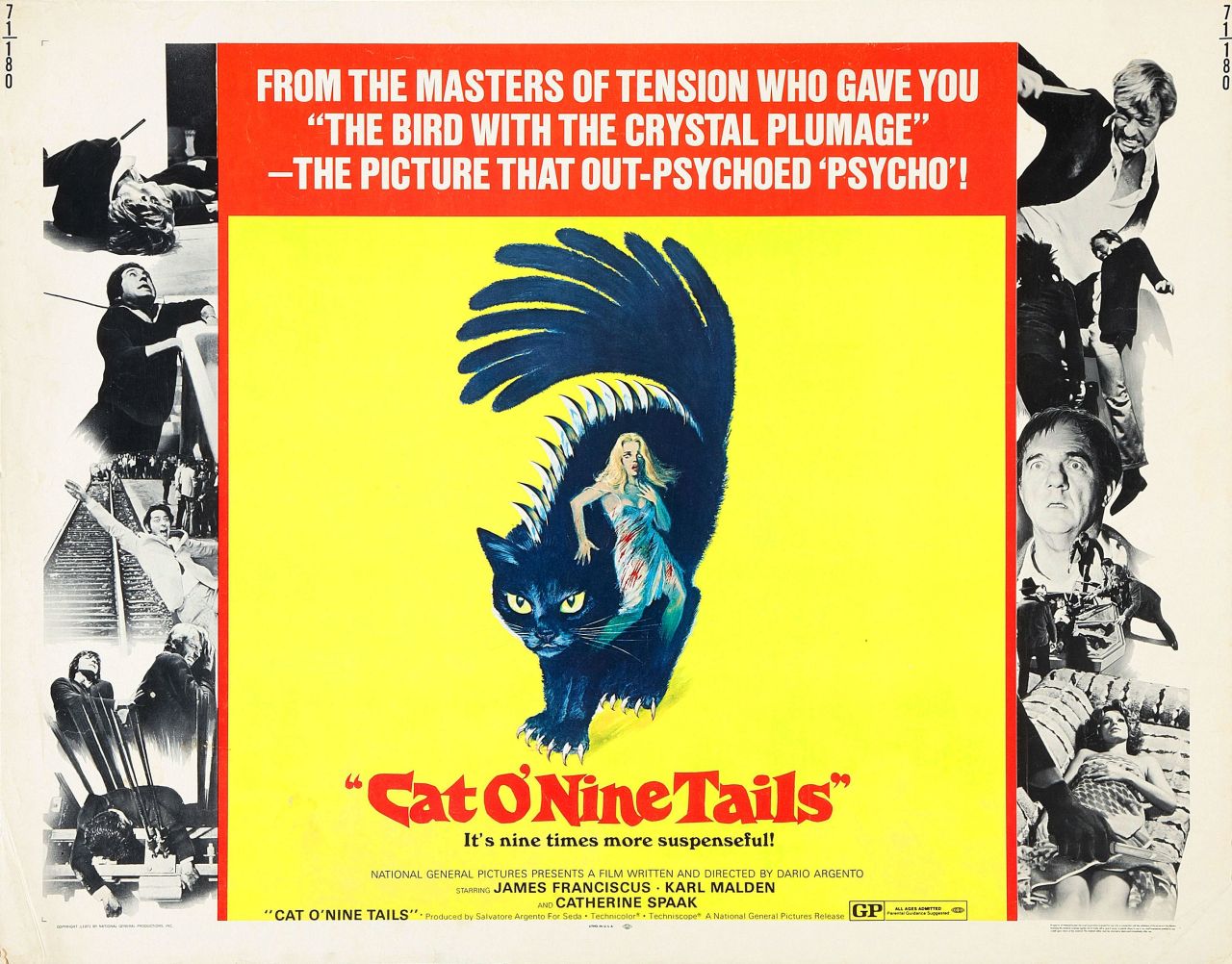 peanutbutterandgialli:
“ peanutbutterandgialli:
“ A US poster for Dario Argento’s giallo Cat o’ Nine Tails (Il gatto a nove code), released in the US 21 May 1971.
”
It doesn’t actually “out-Psycho Psycho.” ”