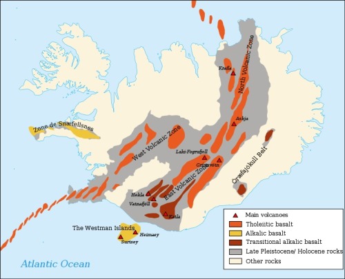 Volcanoes of IcelandThis is a pretty simple overview map of Iceland showing the location of its volc