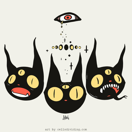 The three black cats are now up as a tee in my art shop, check the bio for a these are available as 