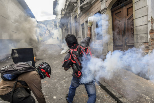 PHOTOS: Violent protests in Ecuador over fuel price hikeProtesters in Ecuador threw projectiles at r