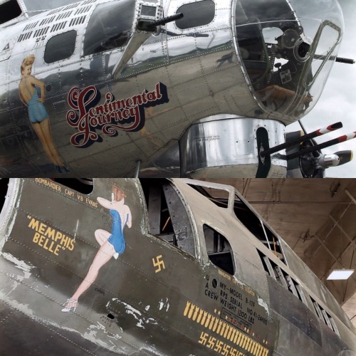 50caliberviking:  freeplanetickettonorthkorea:  boomerstarkiller67:  World War II Aircraft Nose Art  Love WWII art  Hey, Sentimental Journey’s based by my house!   Love this