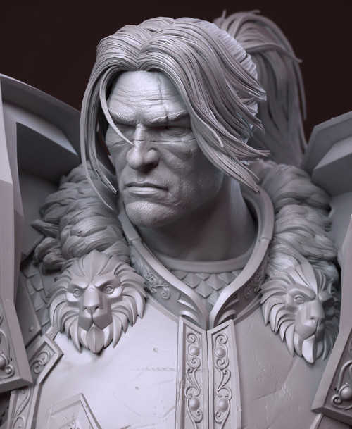 theartofmany:  Artist:  Farhad NojumiTitle:  King Varian Ryn“I had pleasure that joined to Taurus Studio team for making Warcraft figures. I worked on body armor and the pose. Head done by Caleb Nefzen. Also thanks to Ray Chan for art directing.”Amazing