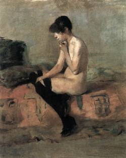 lyghtmylife:  TOULOUSE-LAUTREC, Henri de [French Post-Impressionist Painter and Printmaker, 1864-1901]Nude Study1883Oil on canvas, 55 x 46 cmMusée Toulouse-Lautrec, Albi 