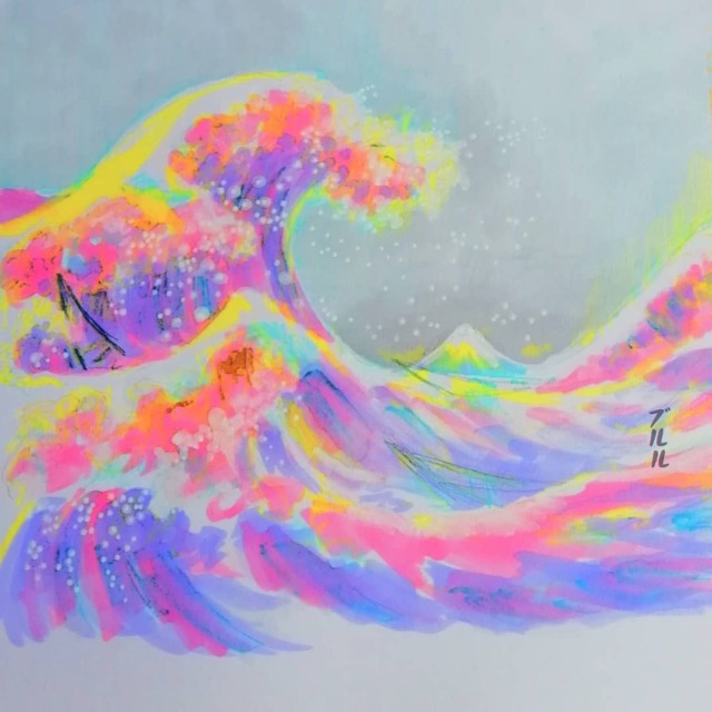 vururu:神奈川沖浪裏 Hokusai&rsquo;s wave holographicAlcohol markers