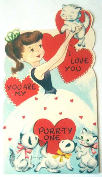 Kittens and a darling dress? Might just be the perfect Valentine’s card! via Etsy