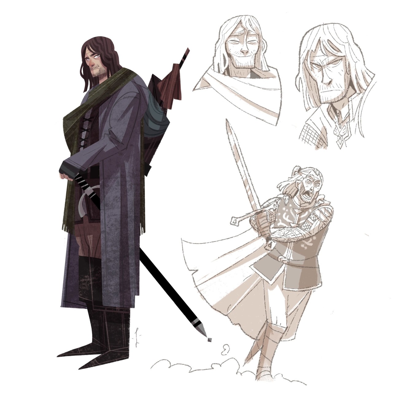 Lord of the Rings character studies by Lorenzo Colangeli
