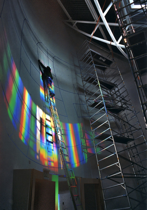 arpeggia:  Peter Erskine - Rainbow Sundial Calendar, 2000Artist’s statement:“"Rainbow Sundial Calendar" is a permanent installation in the ECOS Environmental Centre in Ballymena, Northern Ireland. Hour and month lines being painted on