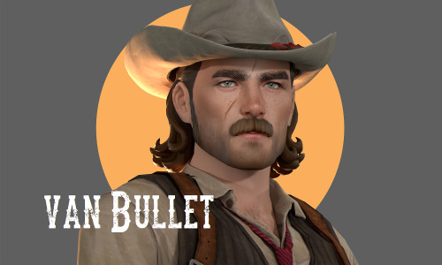* Van Bullet - base game compatible male mustaches with sideburns and stubble, 24  swatches, from YA