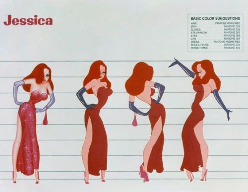 talesfromweirdland:Model sheets for Jessica Rabbit, the drag queen from Who Framed Roger Rabbit? The