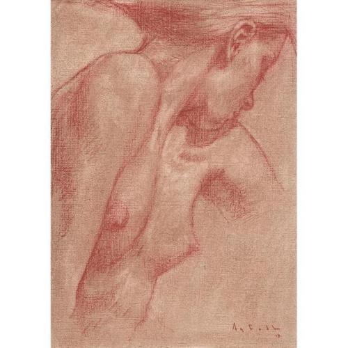 akramfadl: Brooke 12 9 17 Study for a painting Pitt pastel on Linen paper #sketch #drawing #figurest
