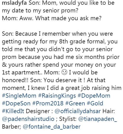 emo-sanders-sides-loving-unicorn: virgilanxiety:   spoonmeb:  sirfrogsworth: I thought this was very sweet. Young Nassir asked his mother, Fatima, to his senior prom. It looks like they had a swell time and their outfits sparkled in all their matching