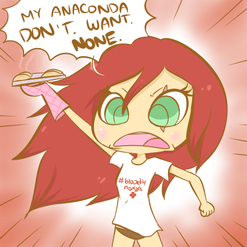 zulidoodles:  [[My friend replaced my entire workout playlist with Anaconda by Nicki Minaj as a prank, but joke’s on him; it inspired me to make this lame comic]]  x3! Cute =p