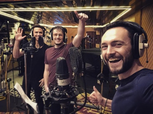 kamillahn: The three boyfriends in the recording studio for the cast recoding of Company. Picture fr