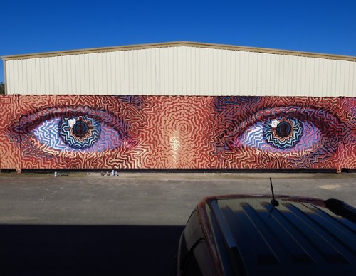billtavis: New mural using a Mandelbrot fractal pattern for a full color halftone, done freehand wit