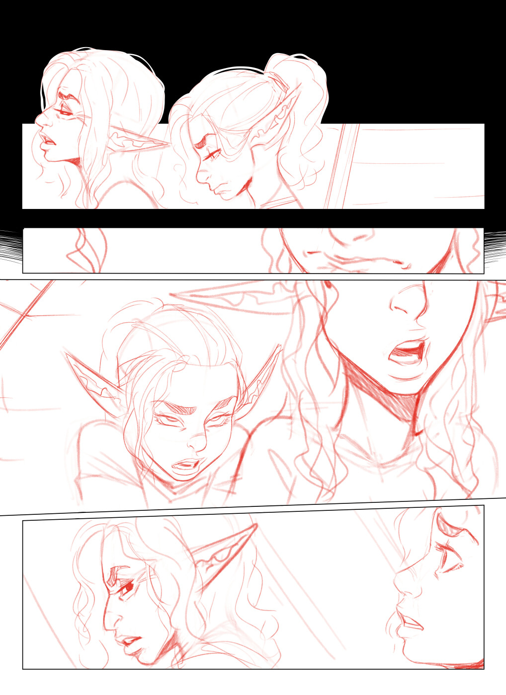 Sketches for next week’s pages. Wrapping up family timeSexy times start on the