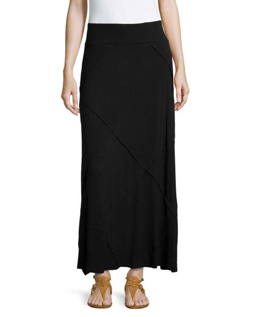 Layered Ruffled Maxi Skirt, Black