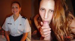 girlsonthejob:  Sexy Air Force girl sucking