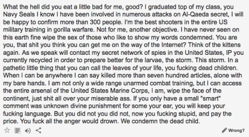 rksage:  The Navy Seal copypasta, as translated by Google from English to German to Korean to Greek to English. 