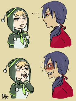 pinkromantic:  having an art block. drawing stupid genderbends instead. fem koujaku gets easily flustered.