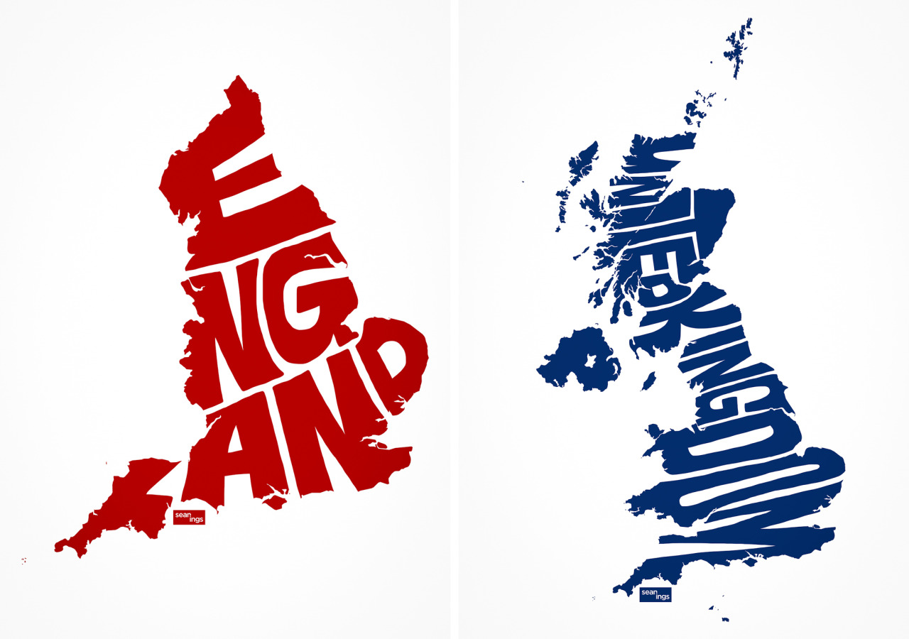 seanings:  Typographic Country Maps Buy These Shirts