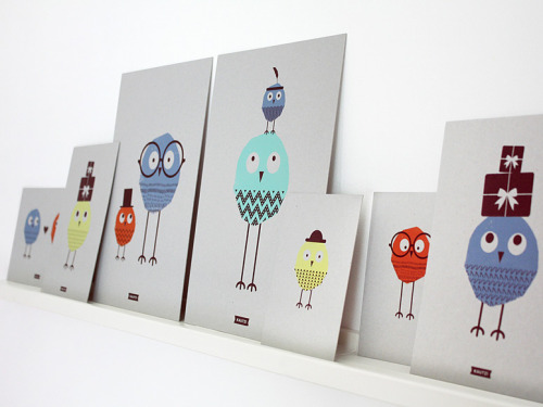 Adorable silkscreen printing Kautzi greeting cards by Patrizia Monnerjahn