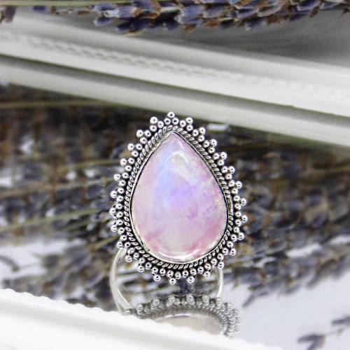 Pink Rainbow Moonstone Twilight Ring✨www.emptycasket.co.uk✨ #emptycasket #sterlingsilver #gemstone #