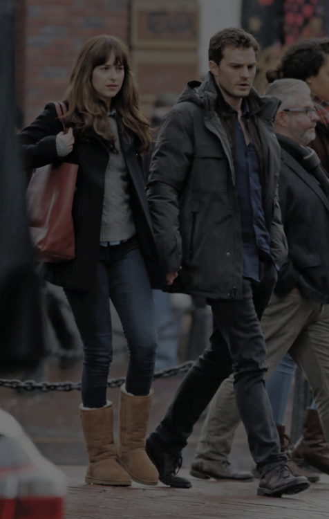 50shades:  Dakota Johnson and Jamie Dornan on the set of Fifty Shades Darker on March, 07. (source)
