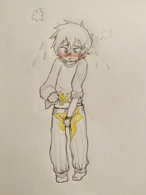 fluffyomorashi:Boi shocked as he seems to have had an accident in the middle of the night! /)O///O(\~🌙✨💦