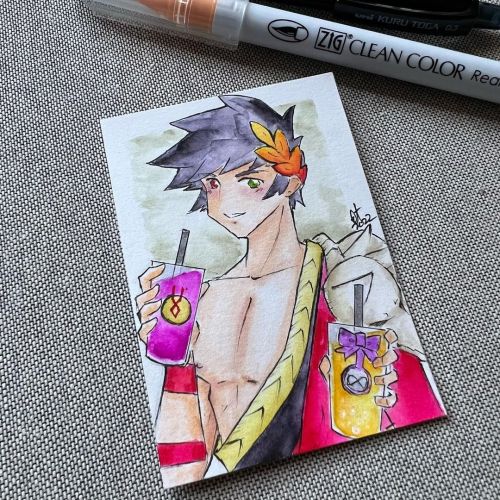 Pom boba for Zag. Ambrosia boba for… . . #hadesgame #zagreus #thanzag #bobatea #drawings #anime #man