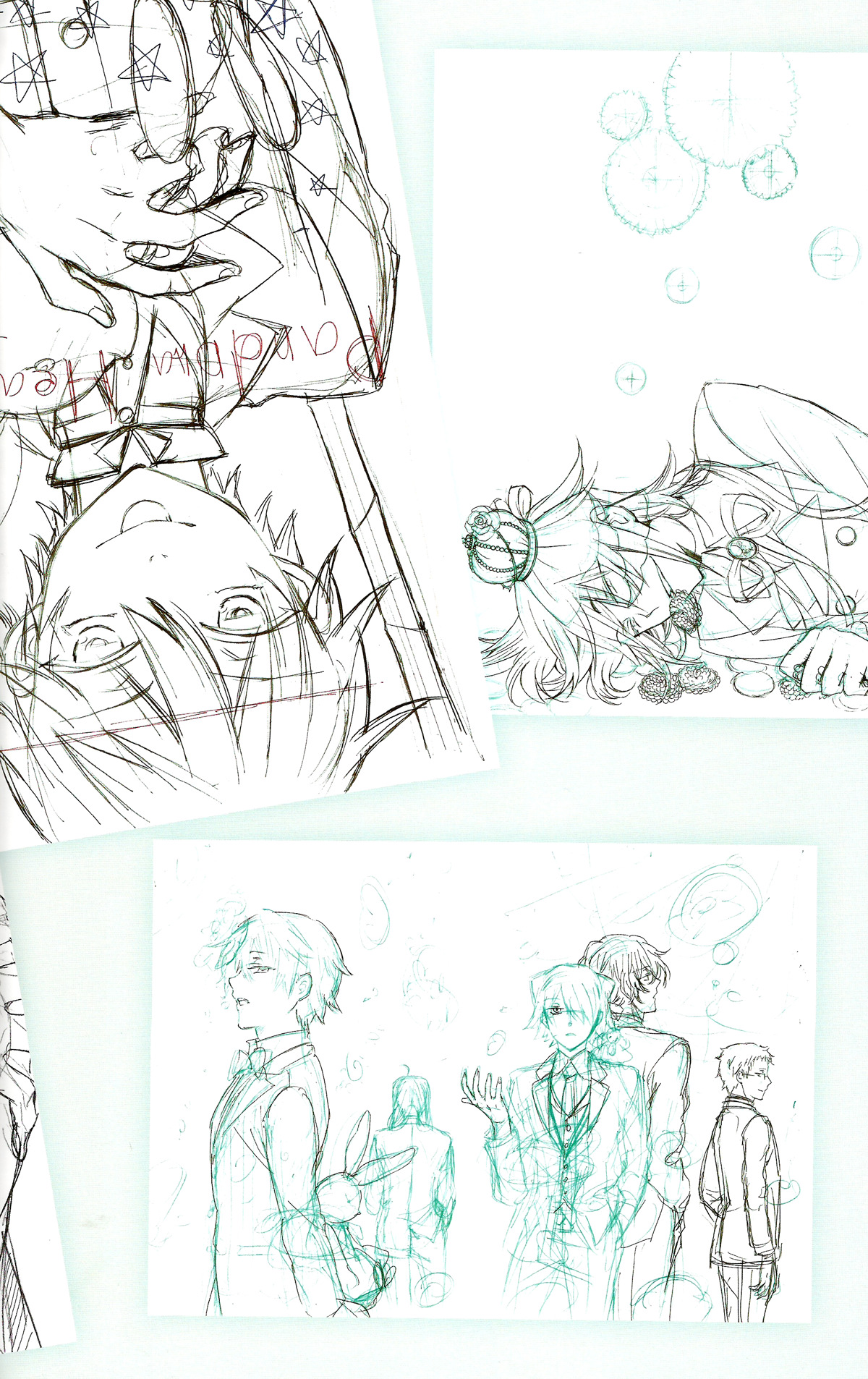 e-ck:  Pandora Hearts Artbook “There is” - Rough sketches