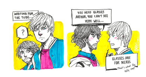 gyrhs: Mini comic for the @merlin-fic-server Mini challenge: Glasses!Arthur. It’s supossed to 