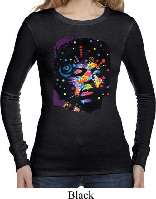 Ladies Jimi Hendrix Shirt Hendrix Neon Face Long Sleeve Thermal Tee T-Shirt 20132NBT2-B8500 funny t 