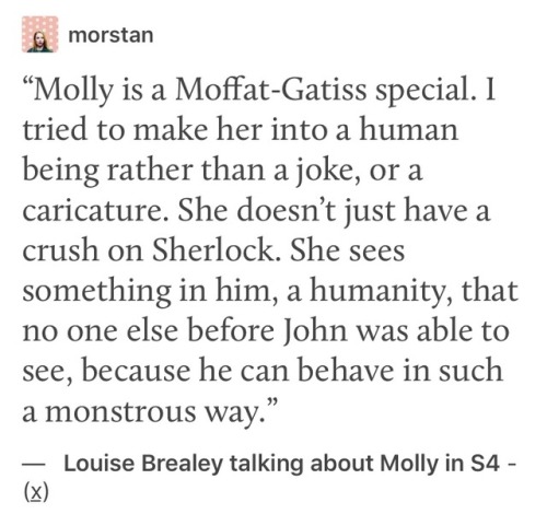 Yes it’s nice and all that Loo wanted to turn Moffat’s poorly written character into a fully fleshed