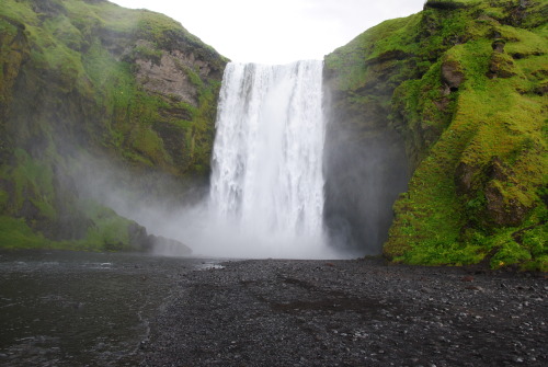 The Skógar waterfall in Iceland. Spectacularly massive it reaches heights of about 5 stories. there 