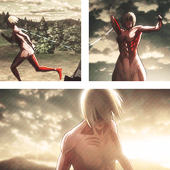 miyamurass:  Like the Armored or Colossal Titans, or Eren… a human in the body