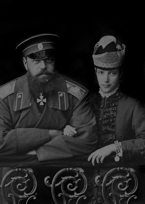 memory-of-the-romanovs: Tsar Alexander III and his wife Tsaritsa Maria Feodorovna (1878).