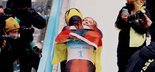 olympicsdaily: Natalie Geisenberger and Anna Berreiter of Team Germany celebrate winning gold and si