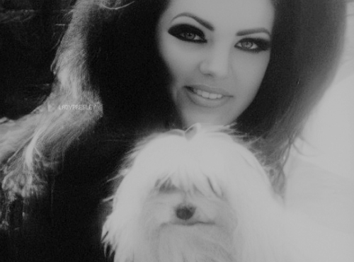 Priscilla Presley and Honey at 1174 Hillcrest Dr. in Beverly Hills, CA., c. 1968.