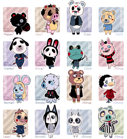bunniboiz: SELF-INDULGENCE! some horror faves as animal crossing villagers. (please do not re-use!)e