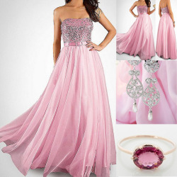 sissydonna:  edreambridal:  40% off,Sequin Lace Top &amp; Stretch Satin &amp; Silk-like Chiffon A-line Strapless Long Prom Gown  Where Boys Will Be Girls