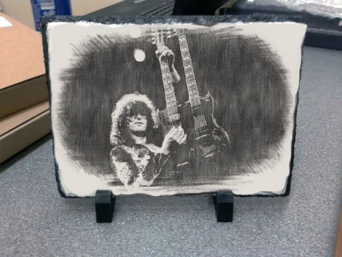 Jimmy Page Led Zeppelin Live Sketch On Slate