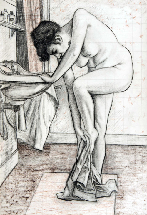 bellsofsaintclements:“Nude drying her feet” by British artist Clifford Hall (1904-1973).