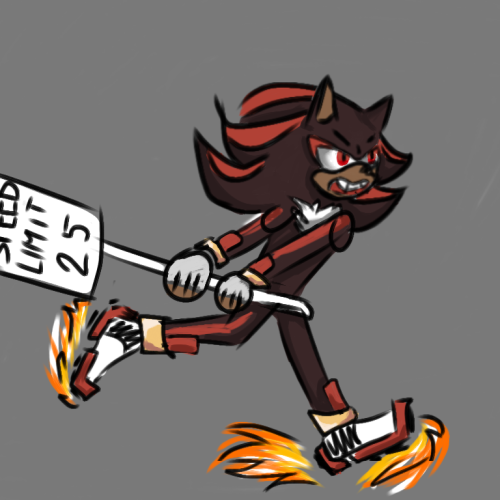 Aaand I'm Back In Sonic Fandom. So Here, A Rough Sketch Of Angry Shadow With Road Sign... Or However