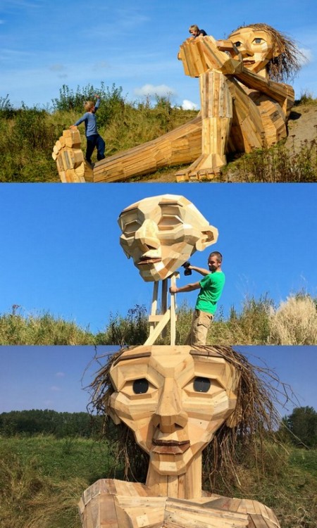 oni-with-an-iron-club: thedesigndome: Giant Sculptures Made From Recycled Materials Placed Inside Th