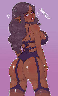 therealfunk: inraneko:  fanart of @therealfunk ‘s vanessa she’s super pretty so i thought i should draw her&lt;3  This purple lingerie is wonderful! I love that you went with her hair down too :&gt;Thank you for this beautiful Vanessa @inraneko!!