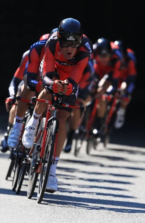comfort-eagle: fuckyeahcycling: NICE, FRANCE - JULY 02: BMC Racing Team in action during stage fou
