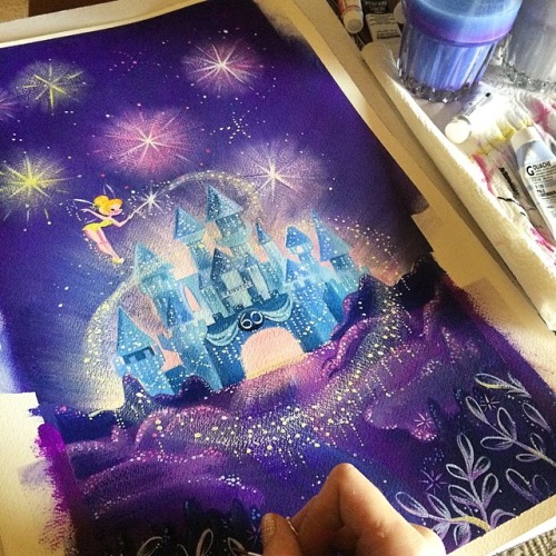 I was commissioned by Disneyland resorts to create 4 paintings depicting the new park attractions fo