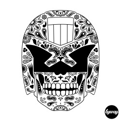 2000adonline:  byway:  Last week me and my girlfriend went to see the brilliant film ‘The Book Of Life&rsquo; and it inspired me to create this design, &lsquo;Day of the Dredd&rsquo; (or ‘Día de la Dredd’ if you think the Spanish sounds cooler)