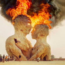 weallheartonedirection:  One of the main sculptures at Burning Man finale.