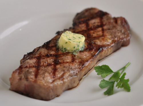 GRILLED NEW YORK STRIP WITH HERB GARLIC BUTTER